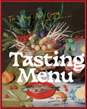 Tasting Menu Exhibition Poster, 2021, with a cherry red frame