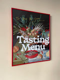 Tasting Menu Exhibition Poster, 2021, with a cherry red frame